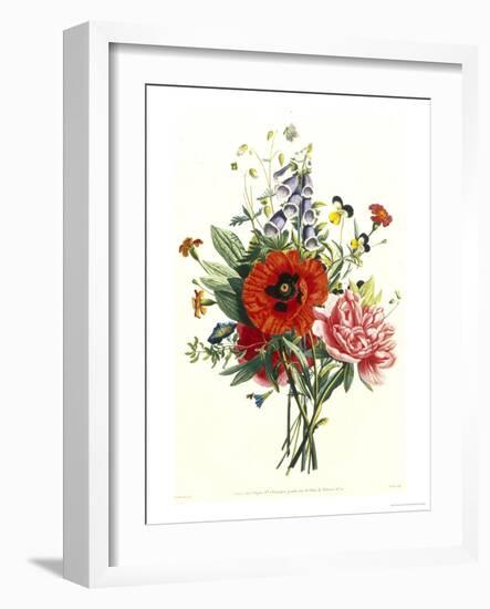 Bouquet of Foxglove, Poppy and Peonie-Jean Louis Prevost-Framed Giclee Print