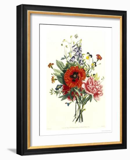 Bouquet of Foxglove, Poppy and Peonie-Jean Louis Prevost-Framed Giclee Print