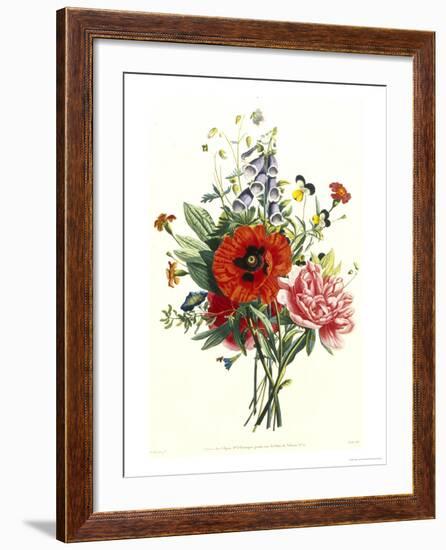 Bouquet of Foxglove, Poppy and Peonie-Jean Louis Prevost-Framed Giclee Print