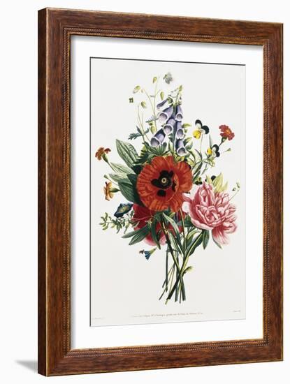 Bouquet of Foxglove, Poppy, and Peony-Jean Louis Prevost-Framed Giclee Print