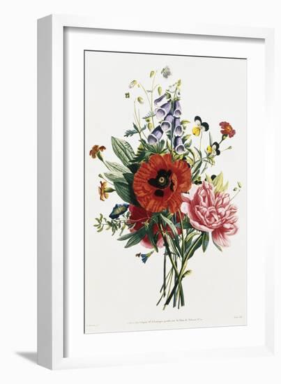 Bouquet of Foxglove, Poppy, and Peony-Jean Louis Prevost-Framed Giclee Print