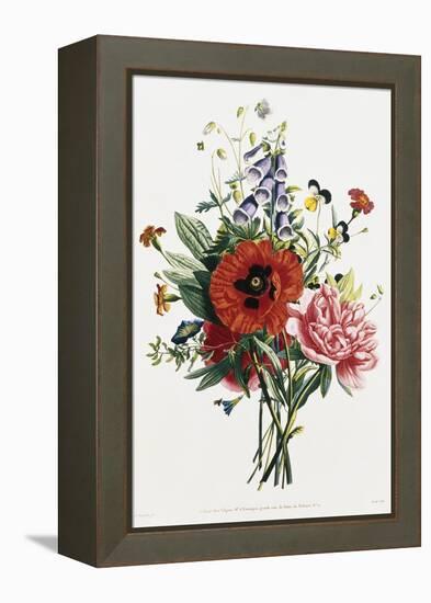 Bouquet of Foxglove, Poppy, and Peony-Jean Louis Prevost-Framed Premier Image Canvas