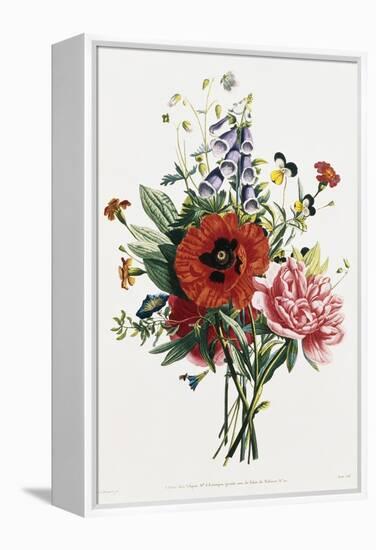 Bouquet of Foxglove, Poppy, and Peony-Jean Louis Prevost-Framed Premier Image Canvas