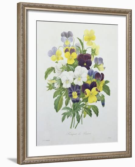 Bouquet of Pansies, Engraved by Victor, from 'Choix Des Plus Belles Fleurs', 1827-Pierre-Joseph Redouté-Framed Giclee Print