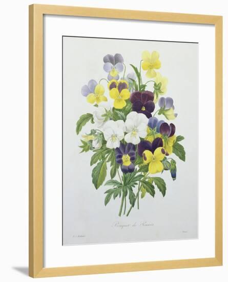 Bouquet of Pansies, Engraved by Victor, from 'Choix Des Plus Belles Fleurs', 1827-Pierre-Joseph Redouté-Framed Giclee Print