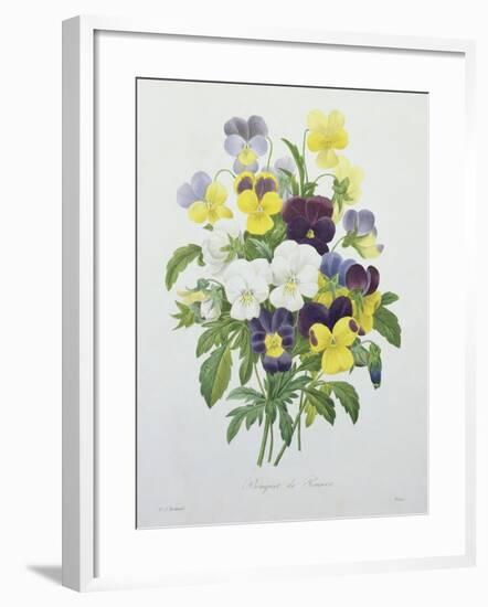 Bouquet of Pansies, Engraved by Victor, from 'Choix Des Plus Belles Fleurs', 1827-Pierre-Joseph Redouté-Framed Giclee Print