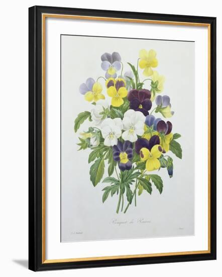 Bouquet of Pansies, Engraved by Victor, from 'Choix Des Plus Belles Fleurs', 1827-Pierre-Joseph Redouté-Framed Giclee Print