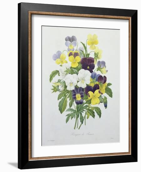 Bouquet of Pansies, Engraved by Victor, from 'Choix Des Plus Belles Fleurs', 1827-Pierre-Joseph Redouté-Framed Giclee Print