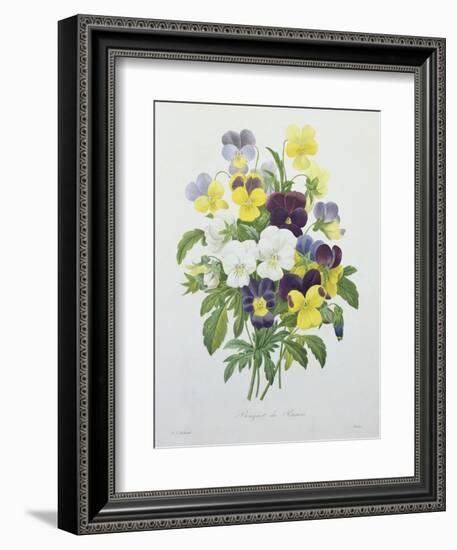 Bouquet of Pansies, Engraved by Victor, from 'Choix Des Plus Belles Fleurs', 1827-Pierre-Joseph Redouté-Framed Giclee Print