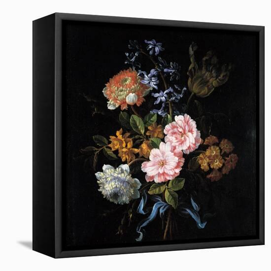 Bouquet of Poppy Anemones, Roses, Double Campernelle, Hyacinth, Tulip and Auricula-Jean-Baptiste Monnoyer-Framed Premier Image Canvas