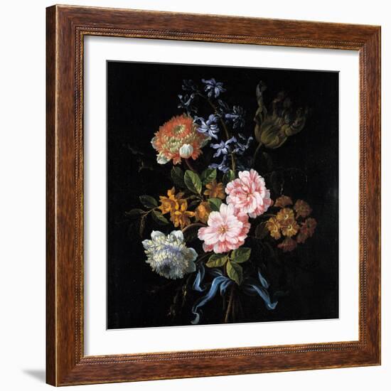 Bouquet of Poppy Anemones, Roses, Double Campernelle, Hyacinth, Tulip and Auricula-Jean-Baptiste Monnoyer-Framed Giclee Print