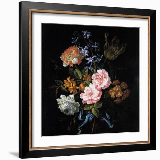 Bouquet of Poppy Anemones, Roses, Double Campernelle, Hyacinth, Tulip and Auricula-Jean-Baptiste Monnoyer-Framed Giclee Print