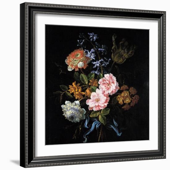 Bouquet of Poppy Anemones, Roses, Double Campernelle, Hyacinth, Tulip and Auricula-Jean-Baptiste Monnoyer-Framed Giclee Print