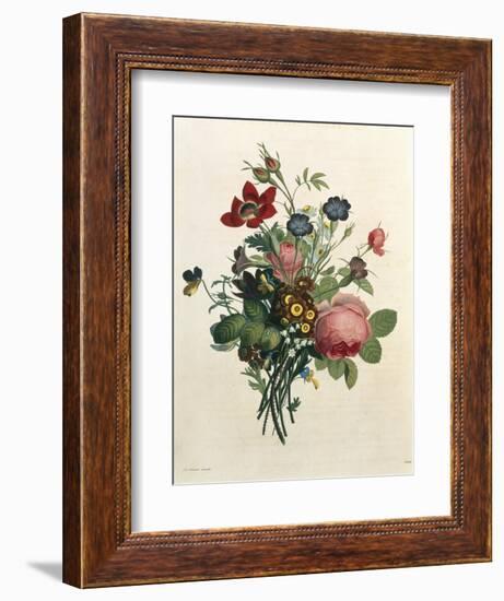 Bouquet of Rose and Lily of the Valley-Jean Louis Prevost-Framed Giclee Print