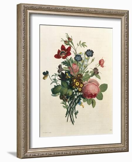 Bouquet of Rose and Lily of the Valley-Jean Louis Prevost-Framed Giclee Print