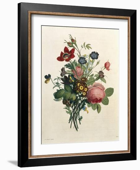 Bouquet of Rose and Lily of the Valley-Jean Louis Prevost-Framed Giclee Print