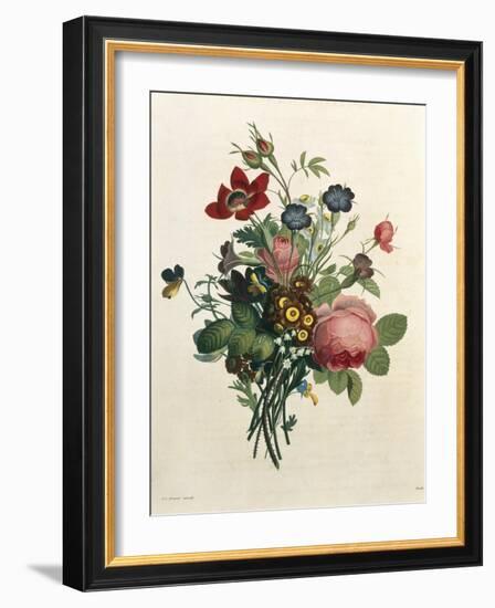 Bouquet of Rose and Lily of the Valley-Jean Louis Prevost-Framed Giclee Print