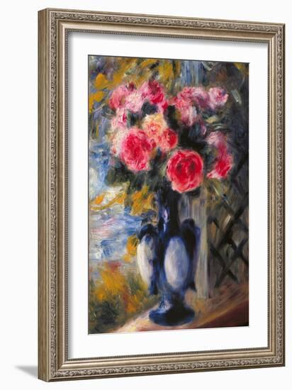 Bouquet of Roses in Blue Vase 1892-Pierre-Auguste Renoir-Framed Giclee Print