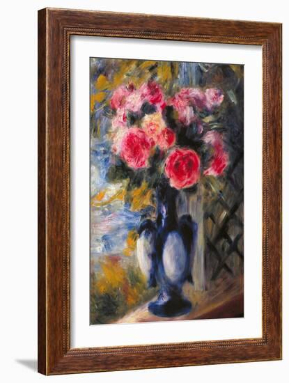 Bouquet of Roses in Blue Vase 1892-Pierre-Auguste Renoir-Framed Giclee Print