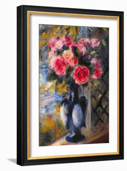 Bouquet of Roses in Blue Vase 1892-Pierre-Auguste Renoir-Framed Giclee Print