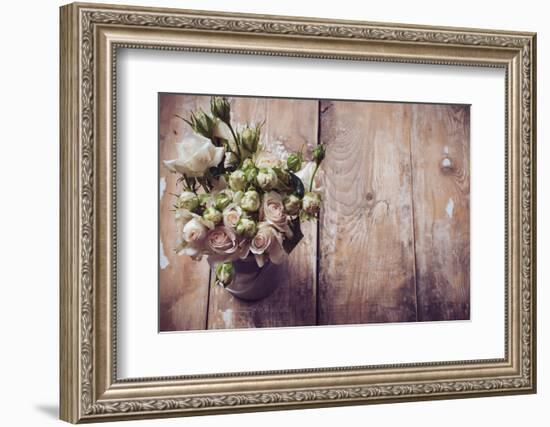 Bouquet of Roses in Metal Pot-manera-Framed Photographic Print