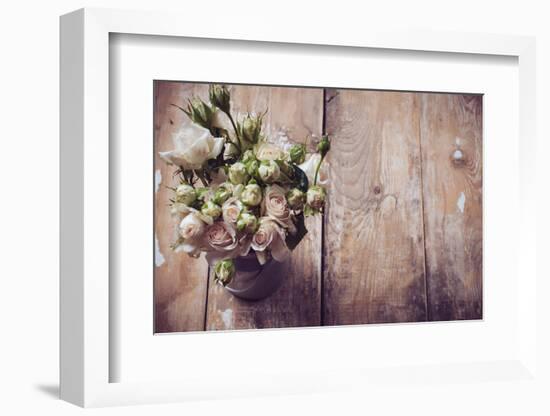 Bouquet of Roses in Metal Pot-manera-Framed Photographic Print