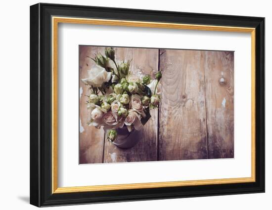 Bouquet of Roses in Metal Pot-manera-Framed Photographic Print