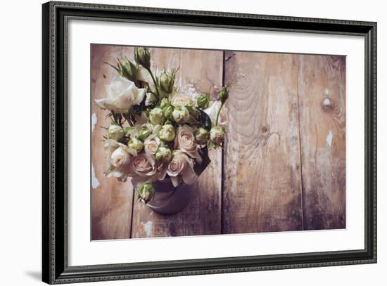 Bouquet of Roses in Metal Pot-manera-Framed Photographic Print