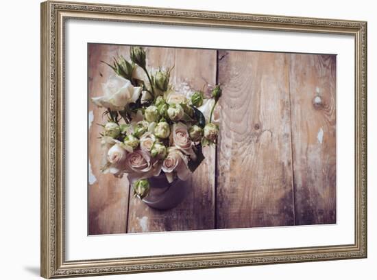 Bouquet of Roses in Metal Pot-manera-Framed Photographic Print