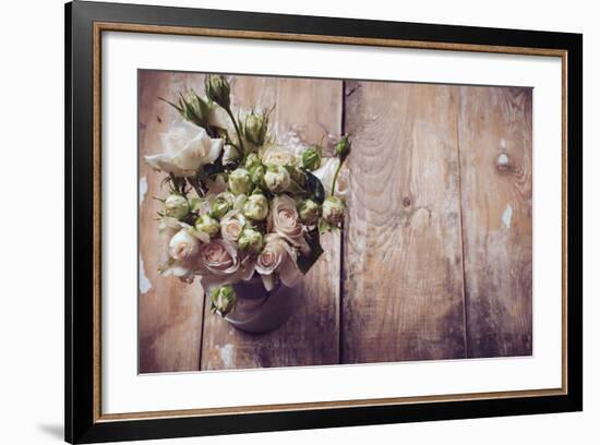 Bouquet of Roses in Metal Pot-manera-Framed Photographic Print