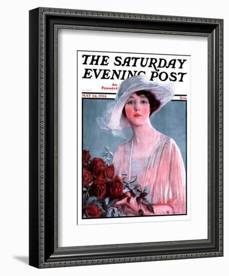 "Bouquet of Roses," Saturday Evening Post Cover, May 24, 1924-Penrhyn Stanlaws-Framed Giclee Print