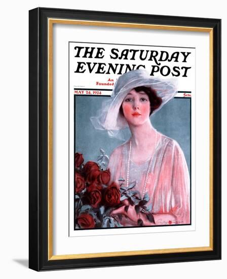 "Bouquet of Roses," Saturday Evening Post Cover, May 24, 1924-Penrhyn Stanlaws-Framed Giclee Print