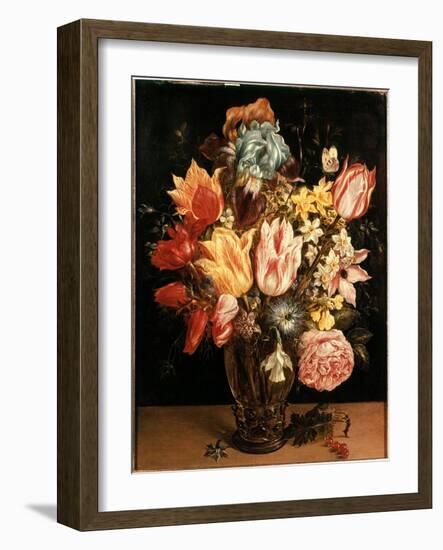 Bouquet of Tulips Painting by Jan Bruegel (Or Breugel or Brueghel or Breughel) the Former known as-Jan the Elder Brueghel-Framed Giclee Print