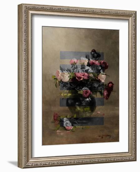 Bouquet of Vintage Oil Painting Flowers, Collage-The Art Concept-Framed Photographic Print