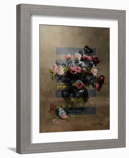 Bouquet of Vintage Oil Painting Flowers, Collage-The Art Concept-Framed Photographic Print