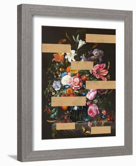 Bouquet of Vintage Oil Painting Flowers, Modern Collage-The Art Concept-Framed Photographic Print