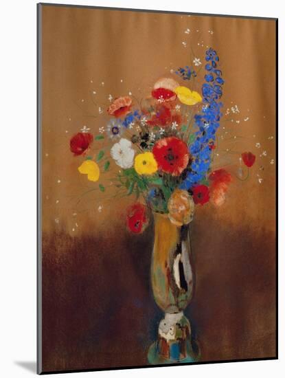 Bouquet of Wild Flowers in a Vase with Long Neck, 1912, Gouache-Odilon Redon-Mounted Giclee Print