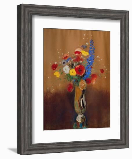 Bouquet of Wild Flowers in a Vase with Long Neck, 1912, Gouache-Odilon Redon-Framed Giclee Print
