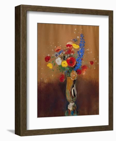 Bouquet of Wild Flowers in a Vase with Long Neck, 1912, Gouache-Odilon Redon-Framed Giclee Print