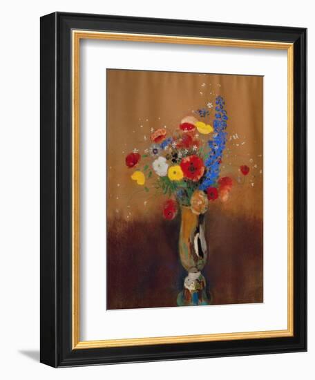 Bouquet of Wild Flowers in a Vase with Long Neck, 1912, Gouache-Odilon Redon-Framed Giclee Print