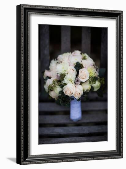 Bouquet on Bench, United Kingdom, Europe-John Alexander-Framed Photographic Print