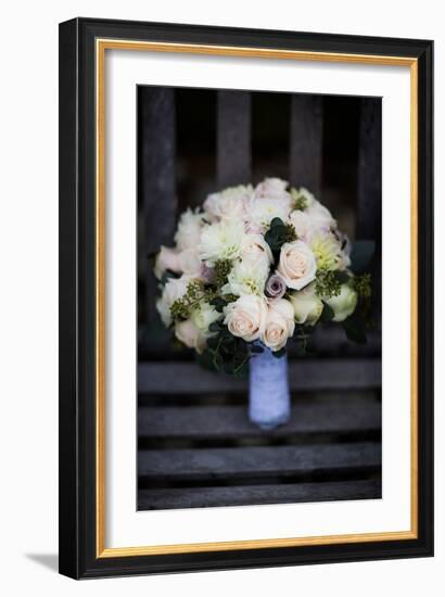 Bouquet on Bench, United Kingdom, Europe-John Alexander-Framed Photographic Print