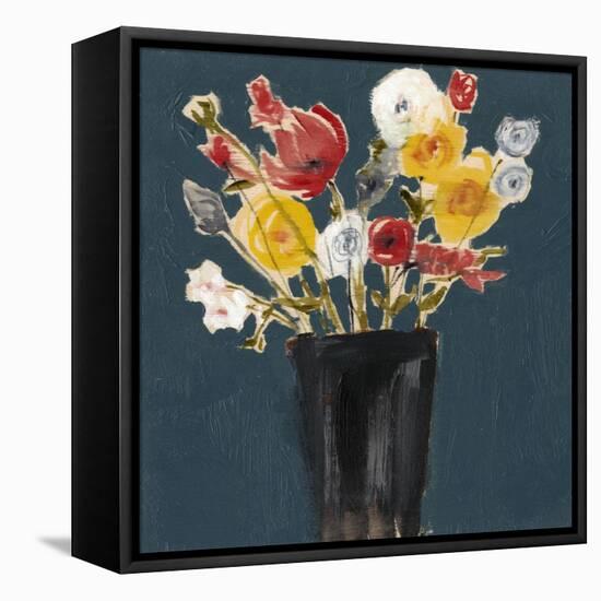 Bouquet on Teal II-Jennifer Goldberger-Framed Stretched Canvas