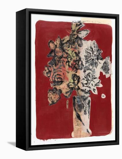 Bouquet Red Background-Maria Pietri Lalor-Framed Premier Image Canvas