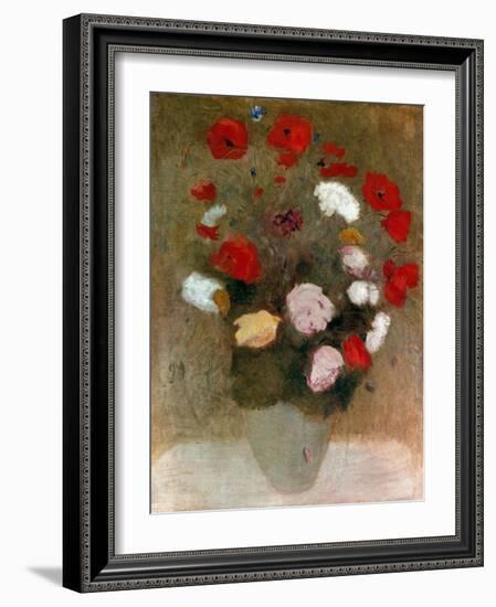 Bouquet with Poppies Painting by Odilon Redon (1840-1916).-Odilon Redon-Framed Giclee Print