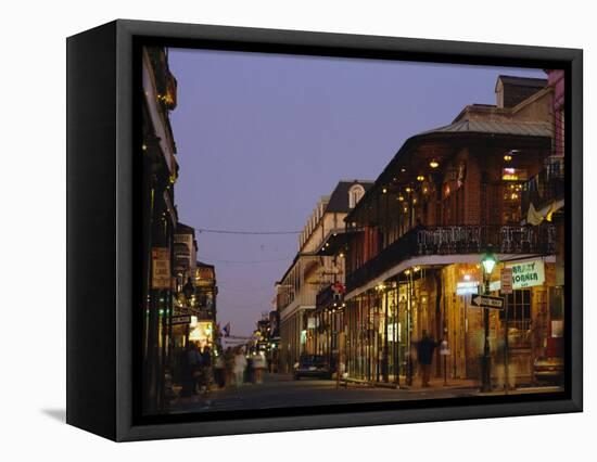 Bourbon Street in the Evening, New Orleans, Louisiana, USA-Charles Bowman-Framed Premier Image Canvas