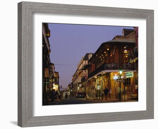 Bourbon Street in the Evening, New Orleans, Louisiana, USA-Charles Bowman-Framed Photographic Print