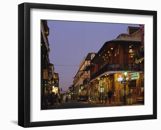 Bourbon Street in the Evening, New Orleans, Louisiana, USA-Charles Bowman-Framed Photographic Print