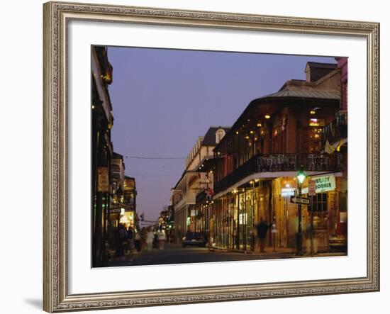 Bourbon Street in the Evening, New Orleans, Louisiana, USA-Charles Bowman-Framed Photographic Print