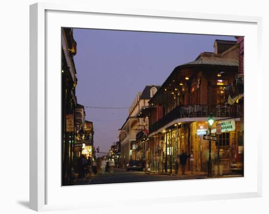 Bourbon Street in the Evening, New Orleans, Louisiana, USA-Charles Bowman-Framed Photographic Print